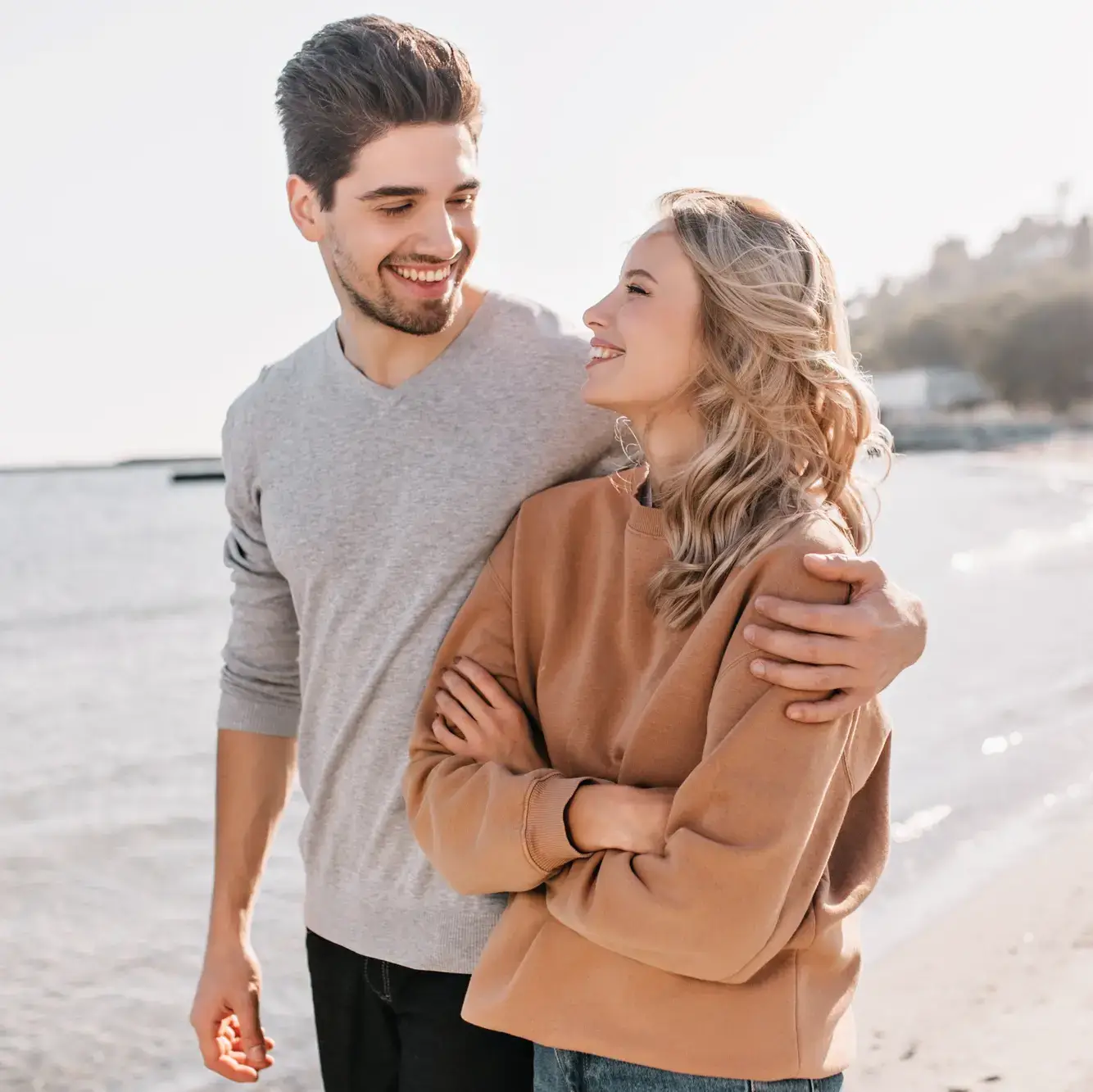 a couple looking at each other